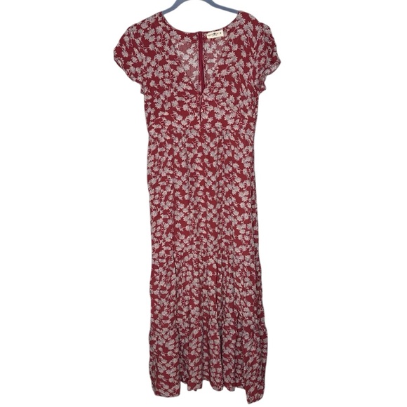 Natural Life Evangeline Maxi Dress tiered Red wildflower Floral print medium - Picture 2 of 7